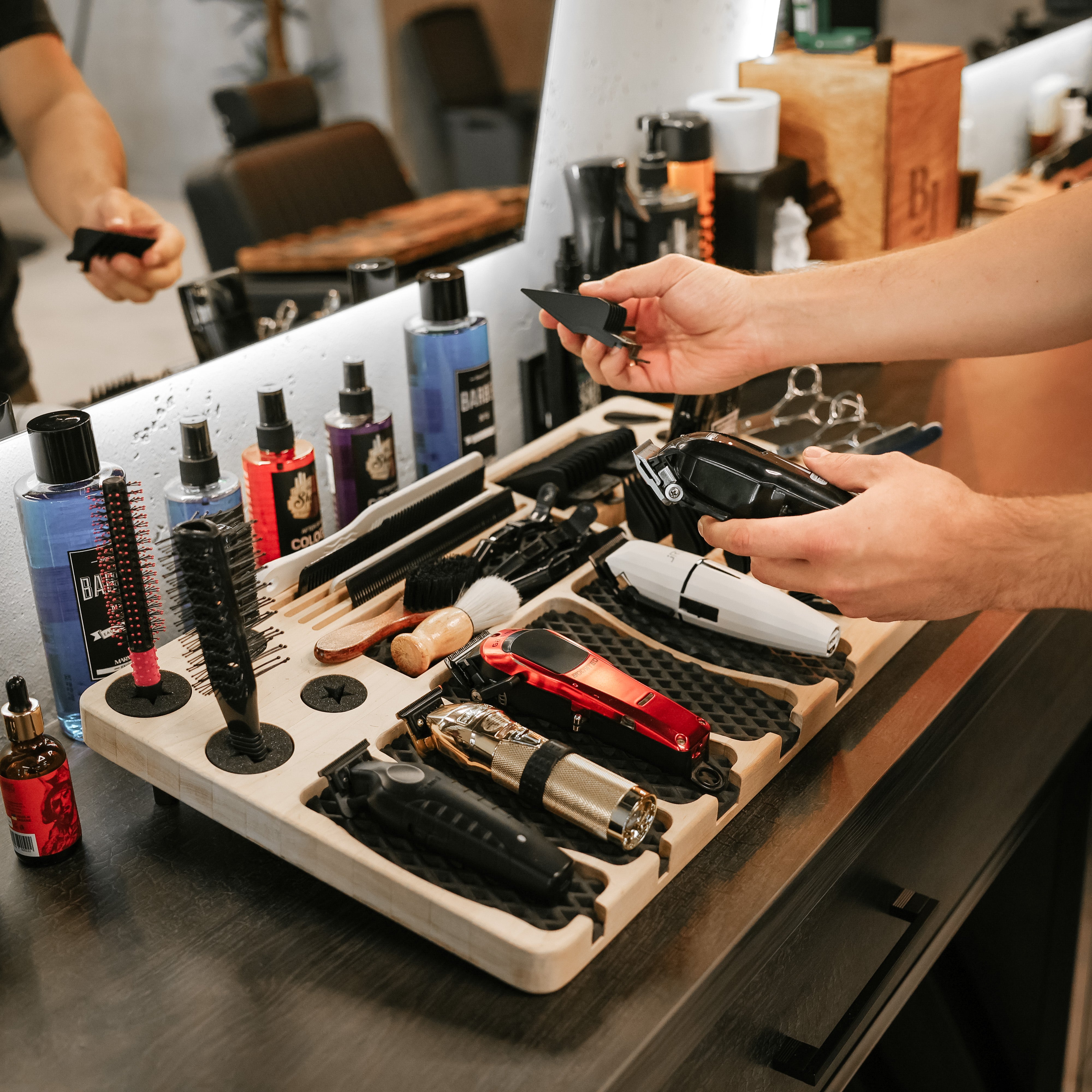 Wooden Barber Tray