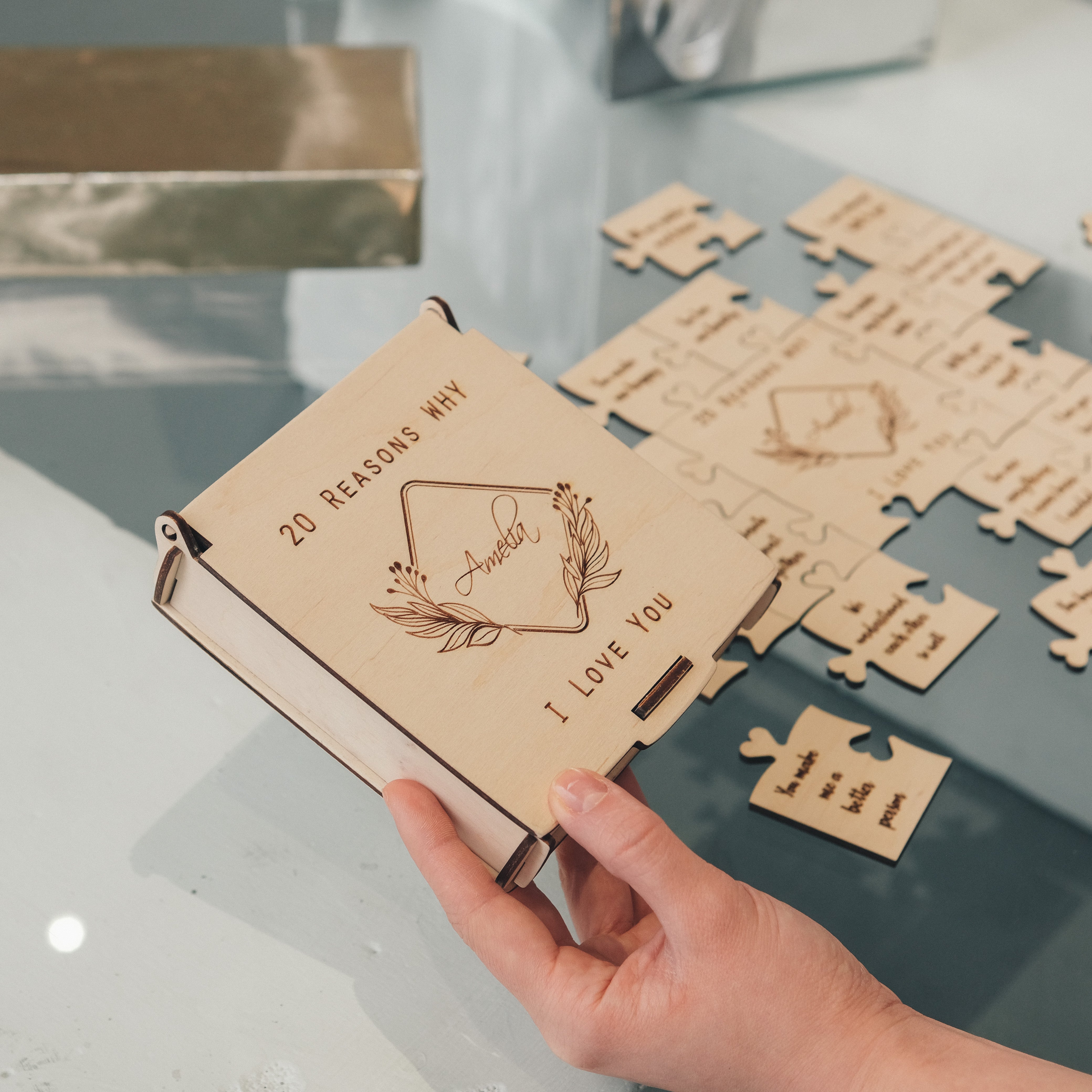 Romantic Wooden Puzzle – Rectangle (Natural)