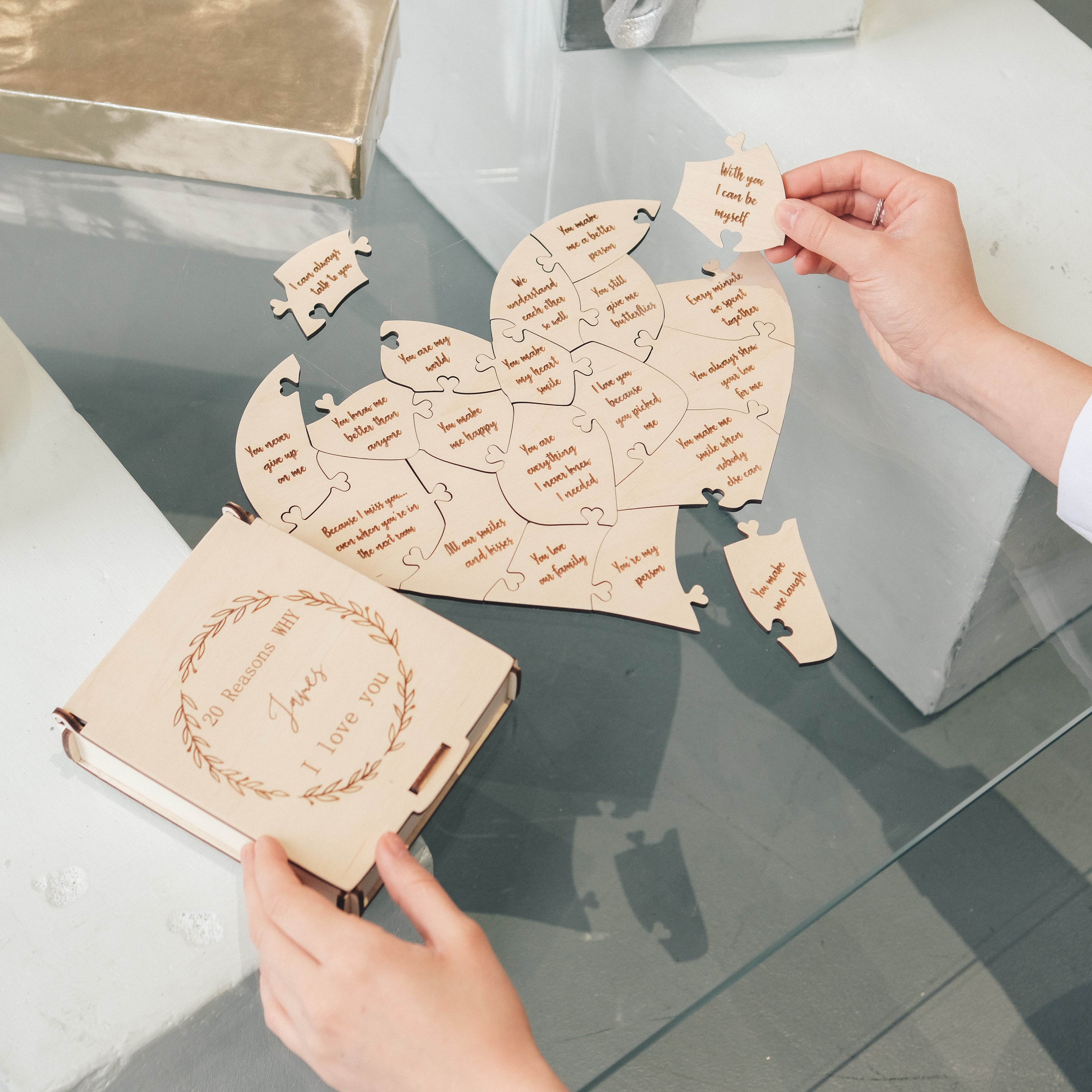 Romantic Wooden Puzzle - Heart