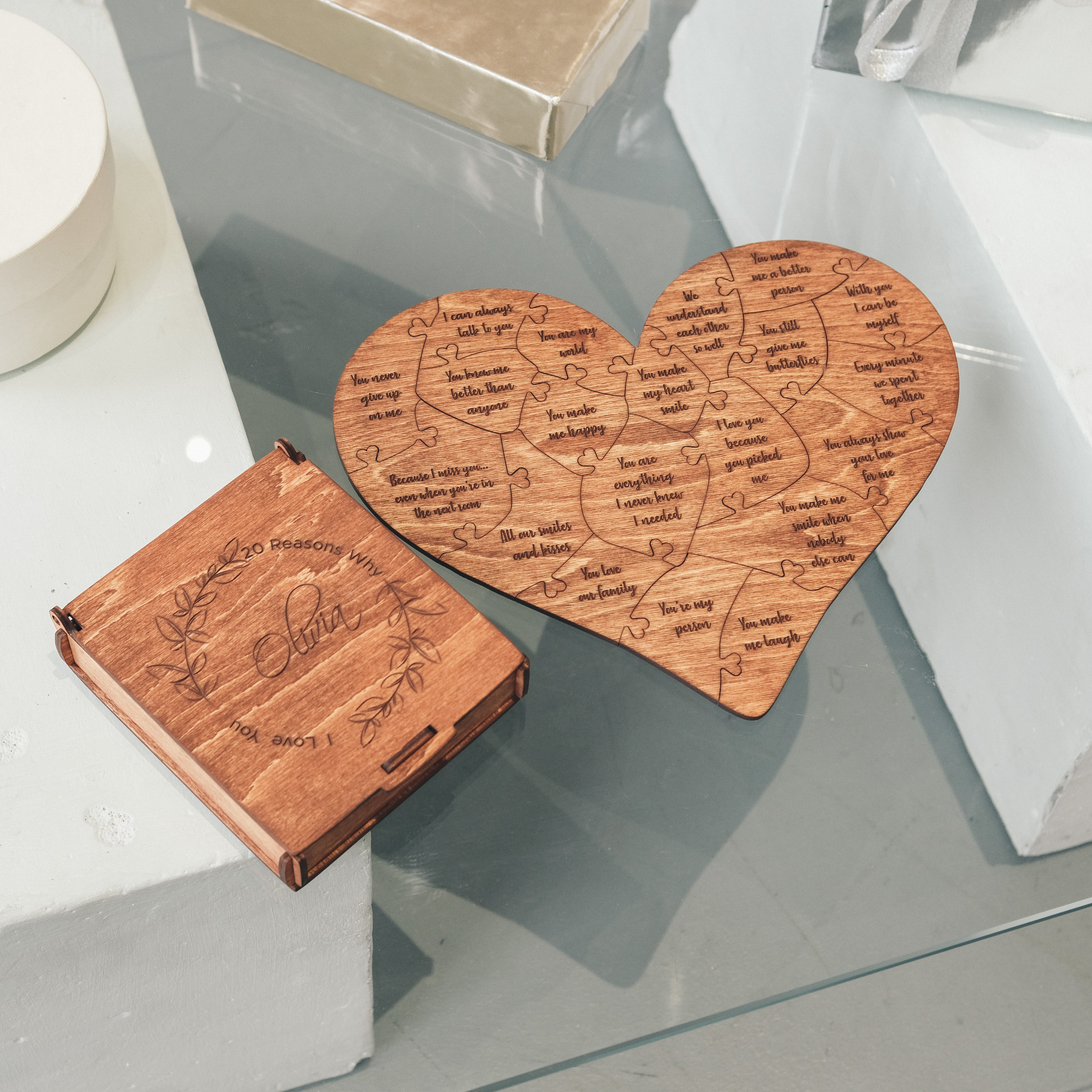 Romantic Wooden Puzzle - Heart