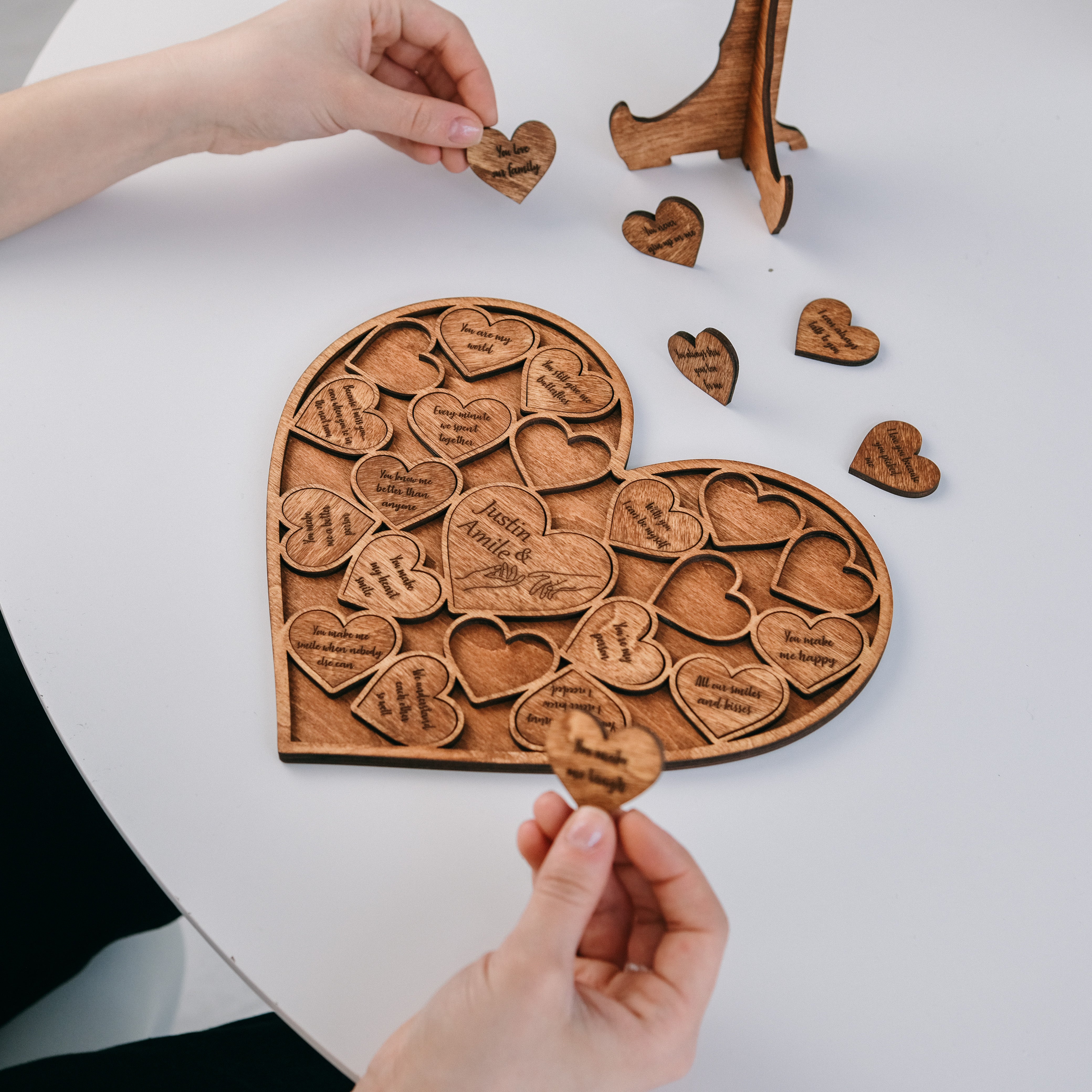 Wooden Heart Puzzle with Stand