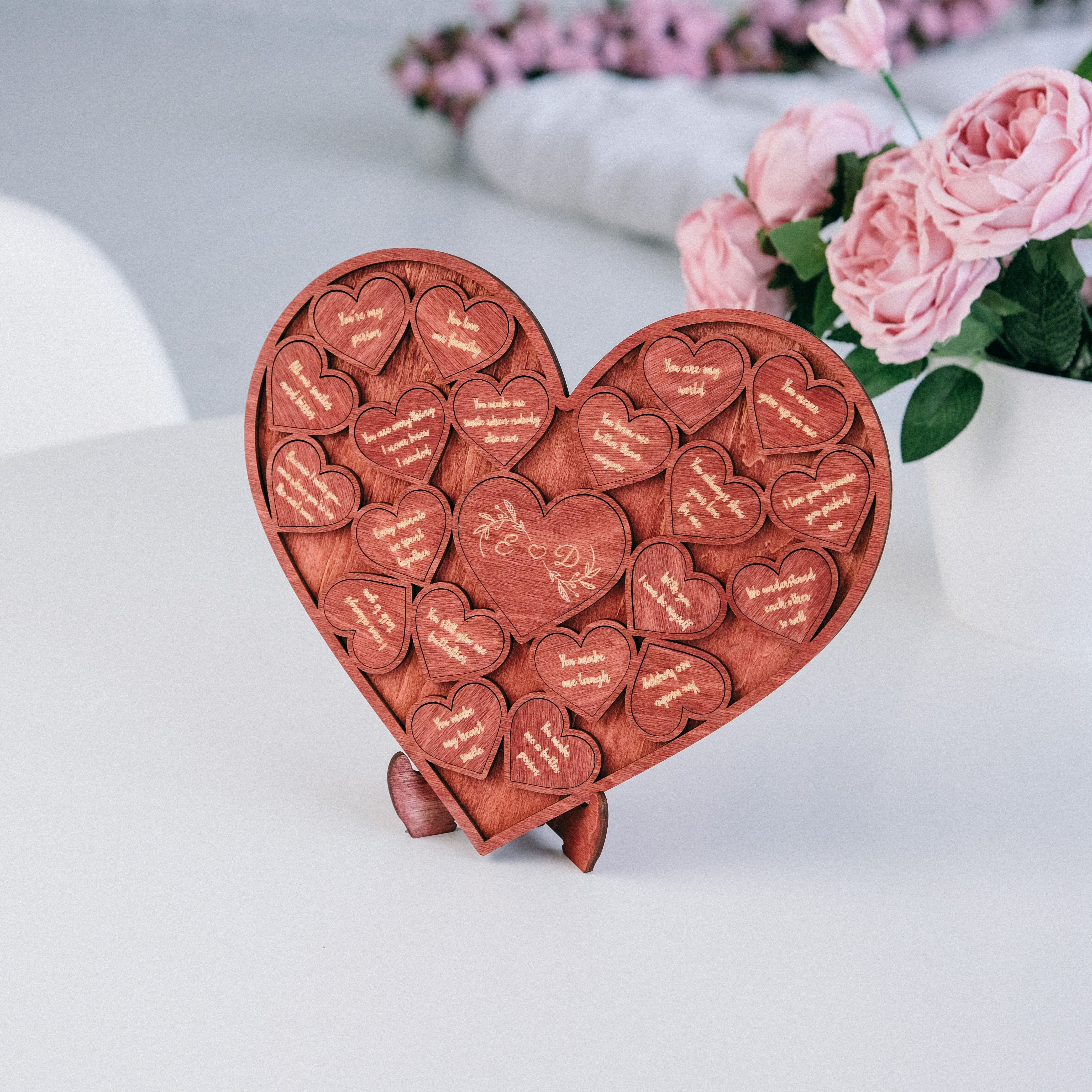 Wooden Heart Puzzle with Stand