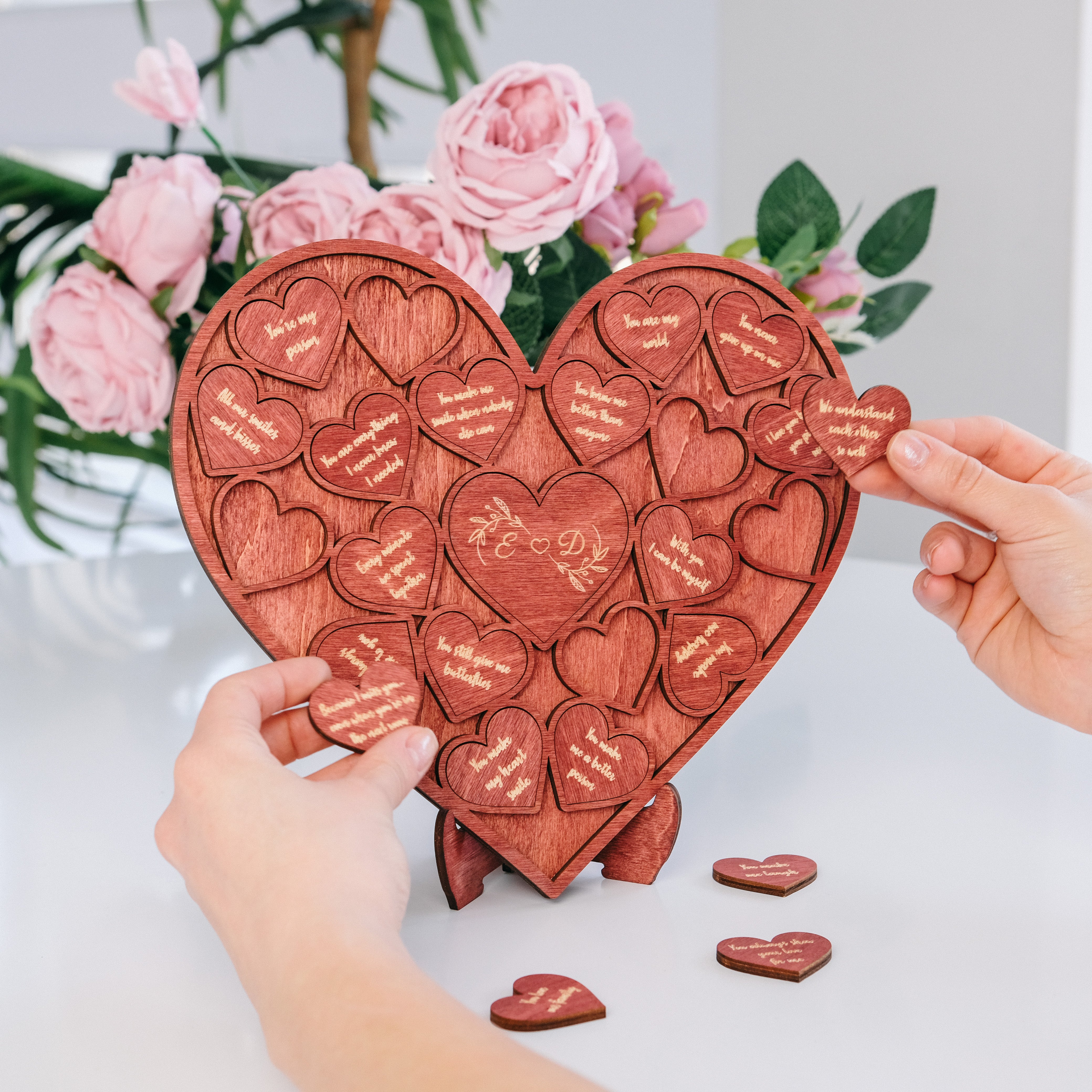 Wooden Heart Puzzle with Stand