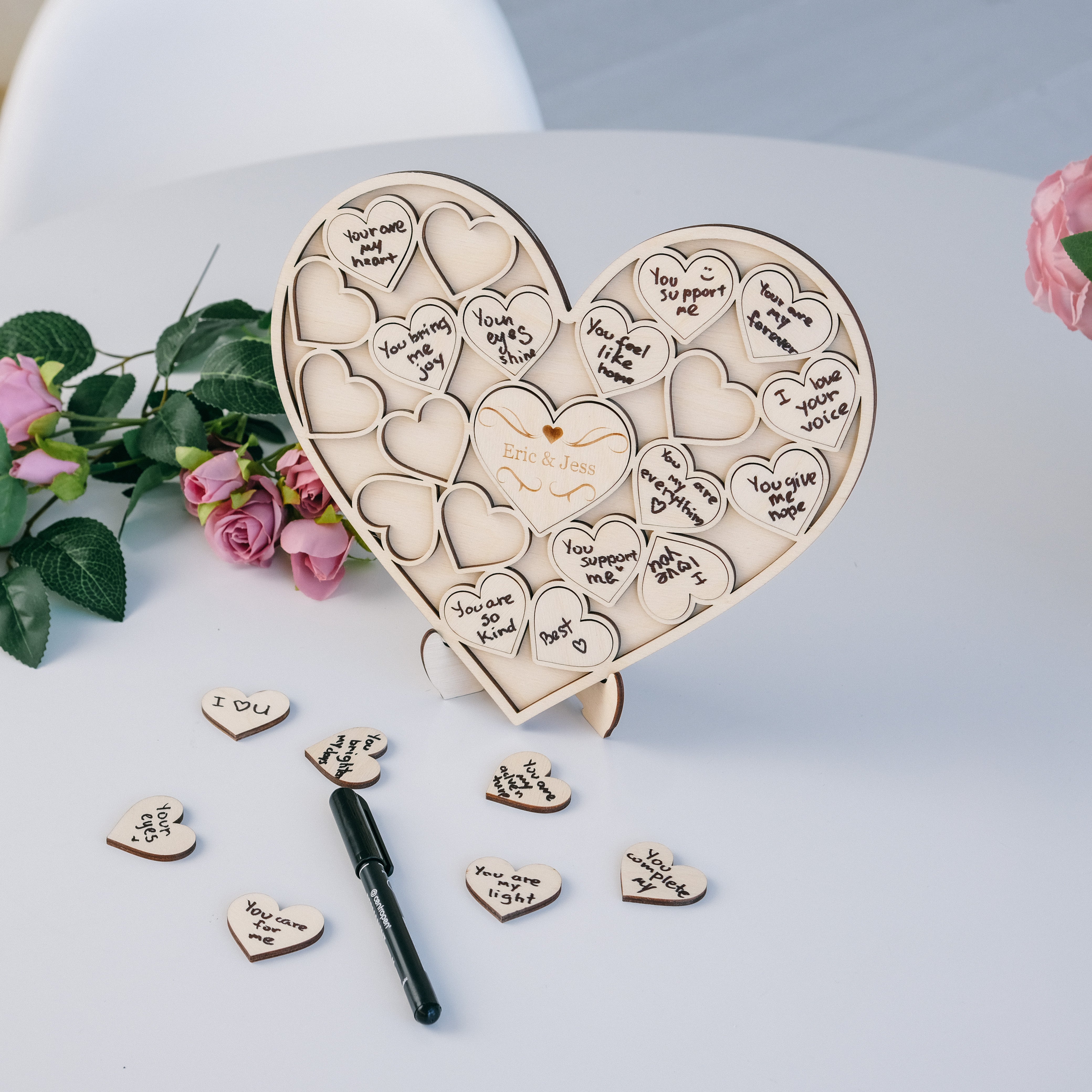 Wooden Heart Puzzle with Stand