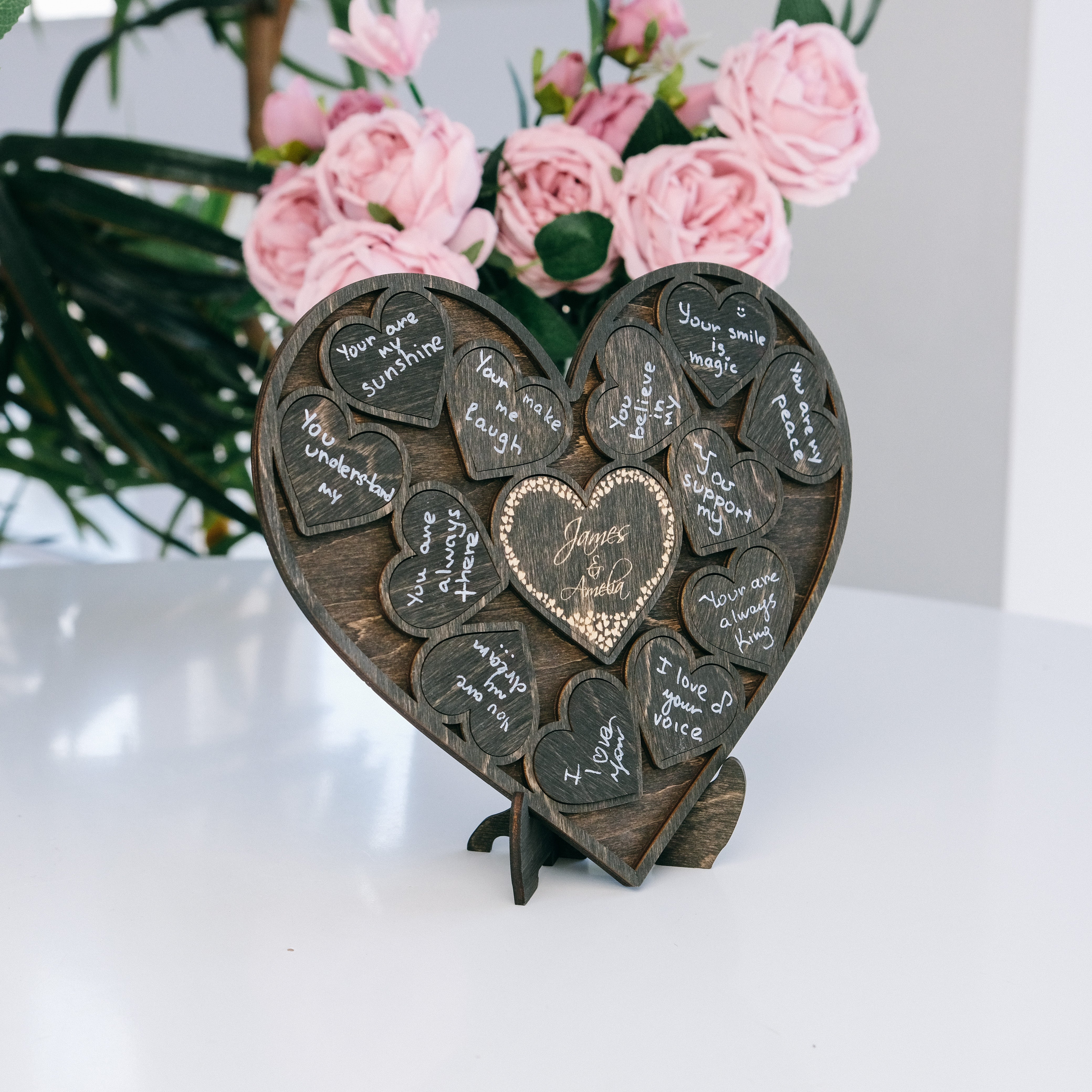 Wooden Heart Puzzle with Stand