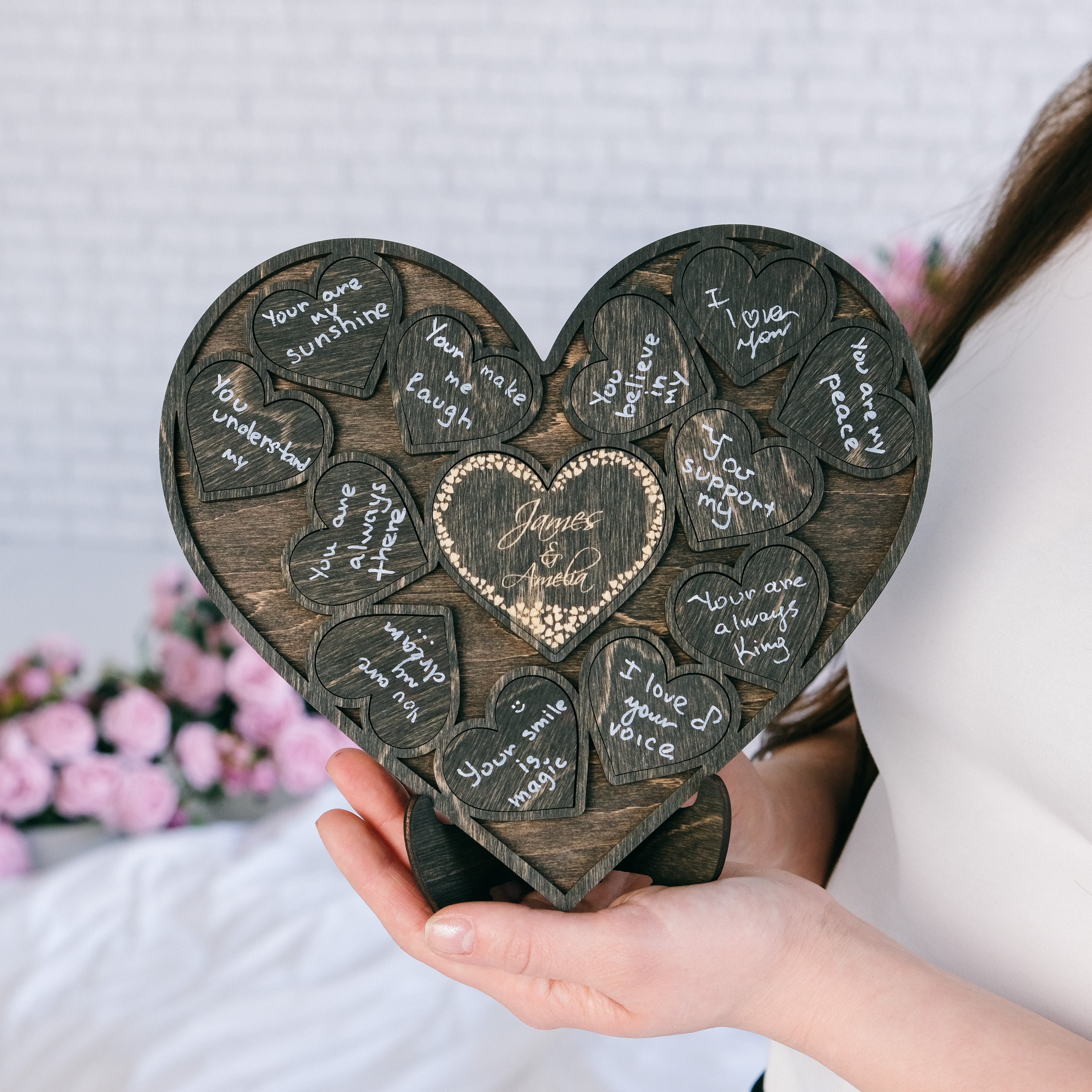 Wooden Heart Puzzle with Stand