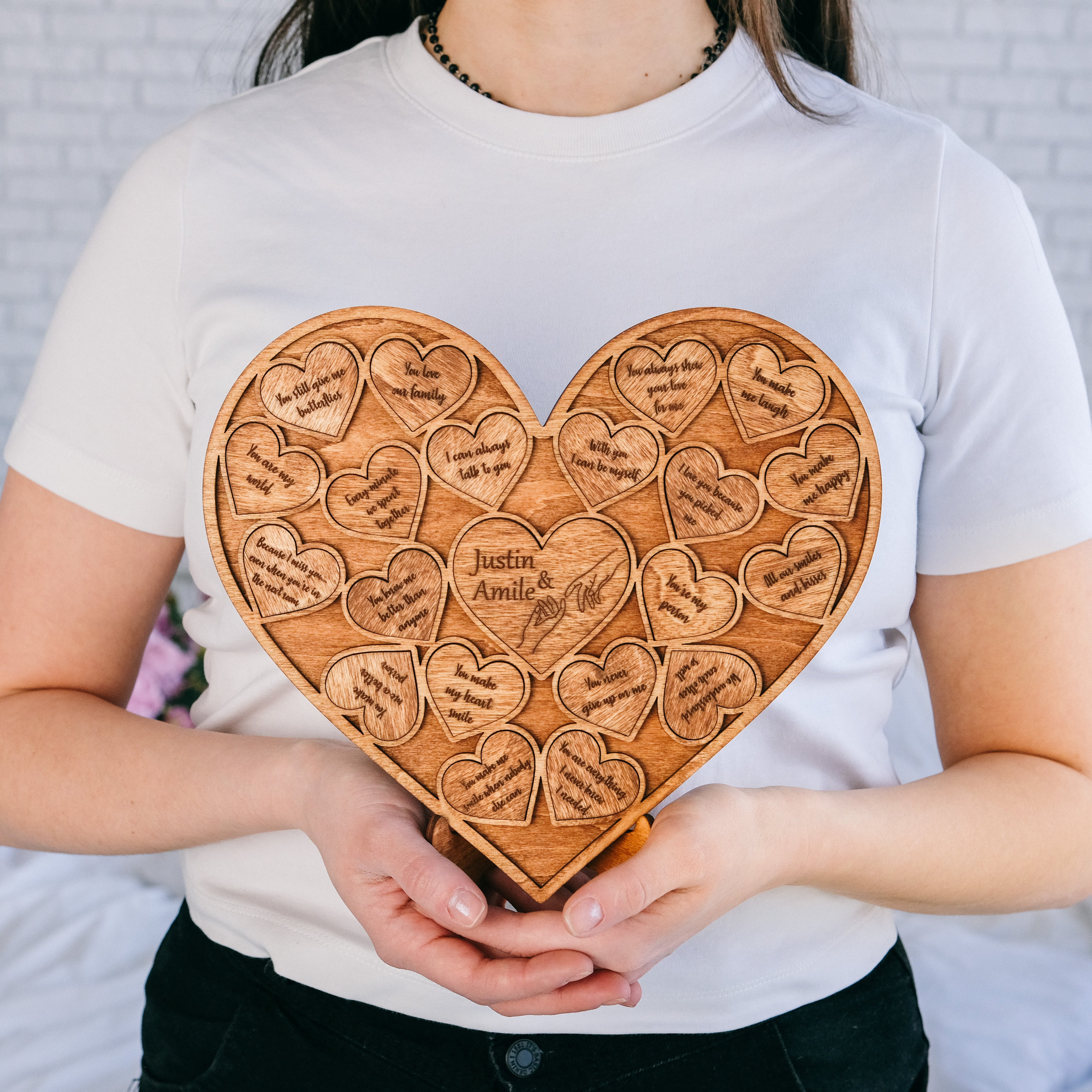 Wooden Heart Puzzle on Stand