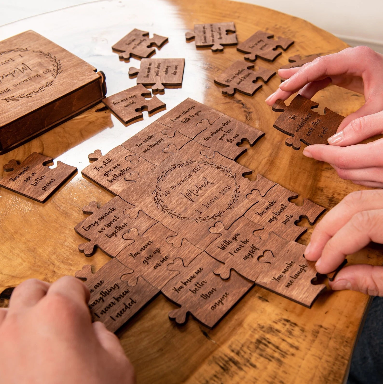 Romantic Wooden Puzzle – Rectangle (Golden Oak)