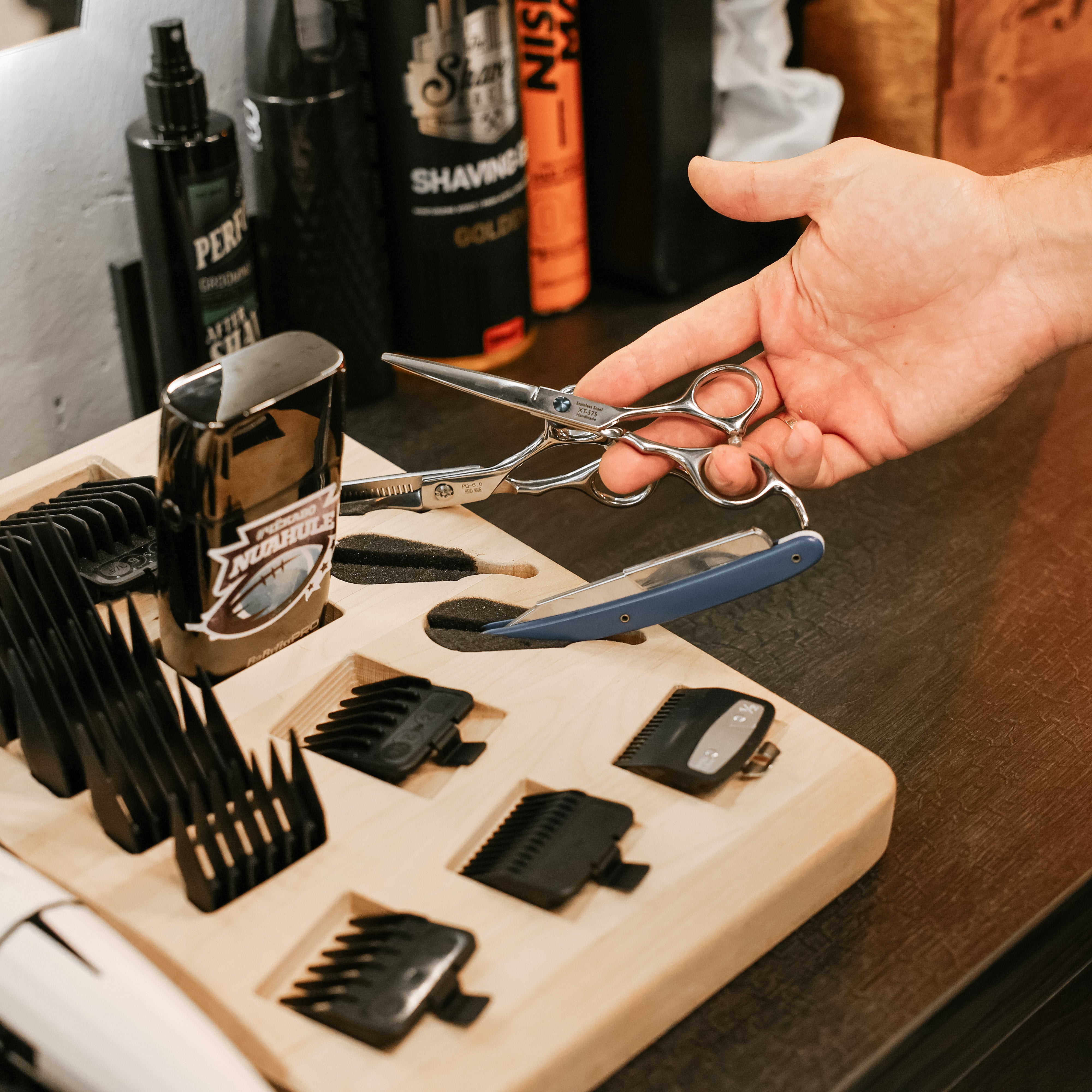 Wooden Barber Tray