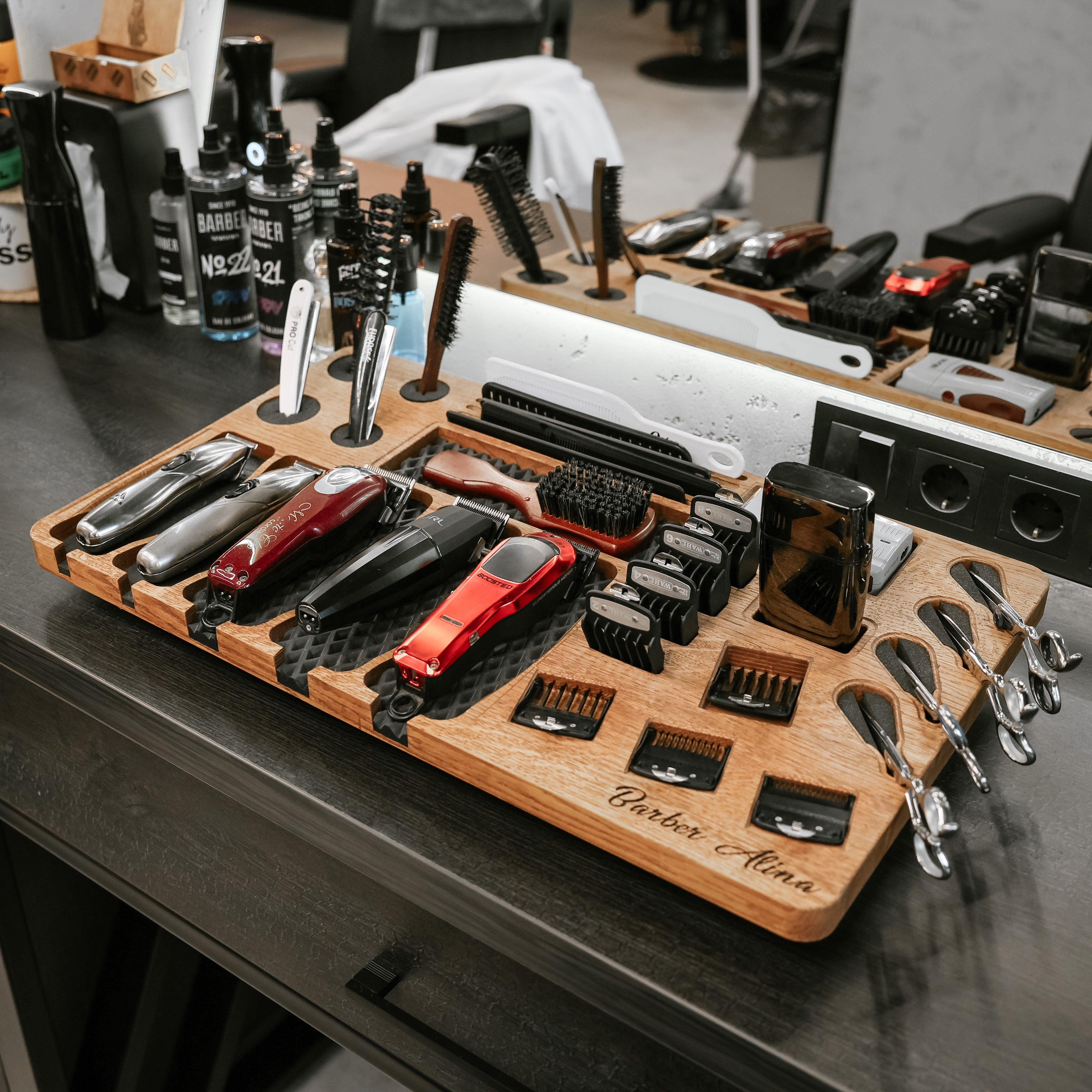 Wooden Barber Tray (Golden Oak)