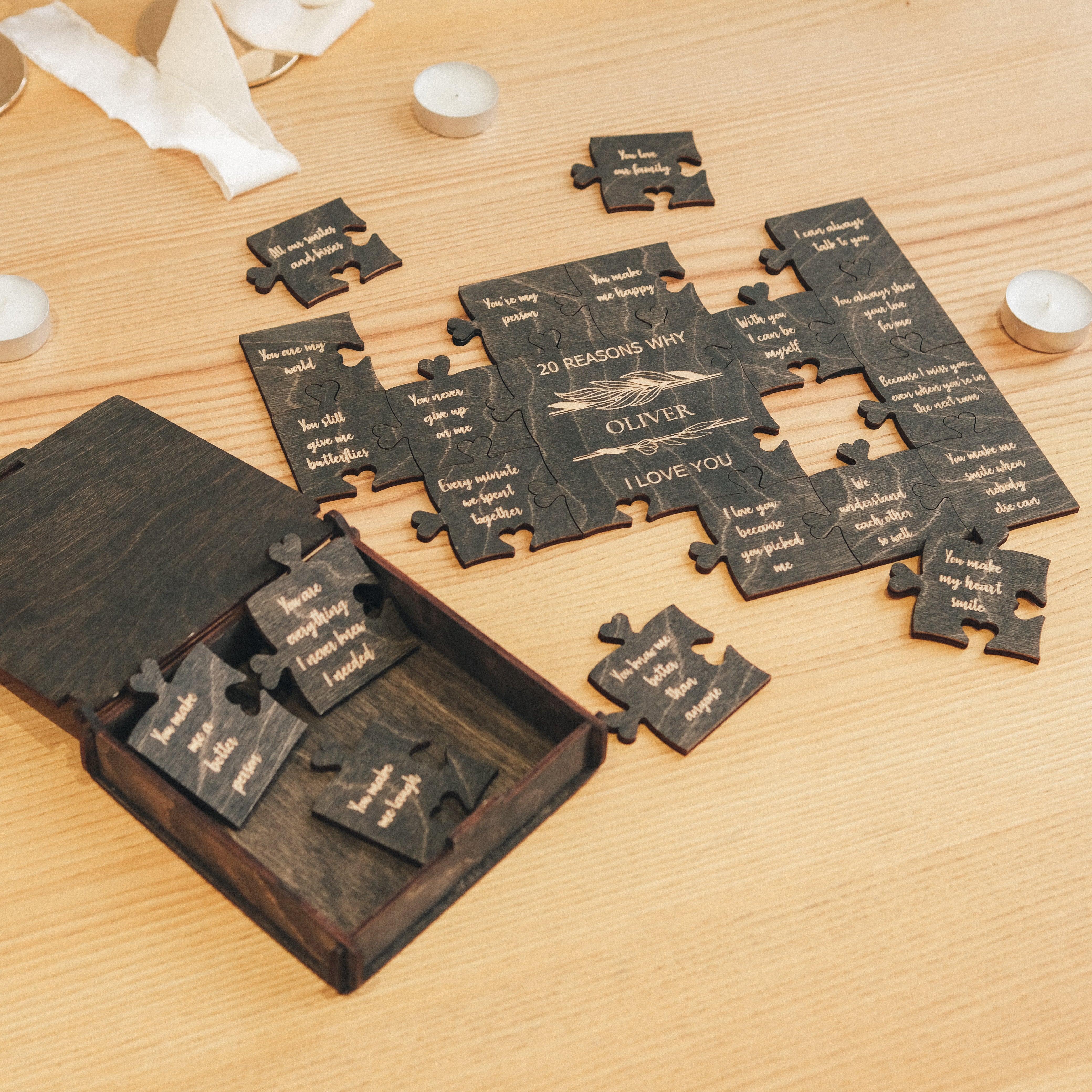 Romantic Wooden Puzzle – Rectangle (Brazilian Ebony)