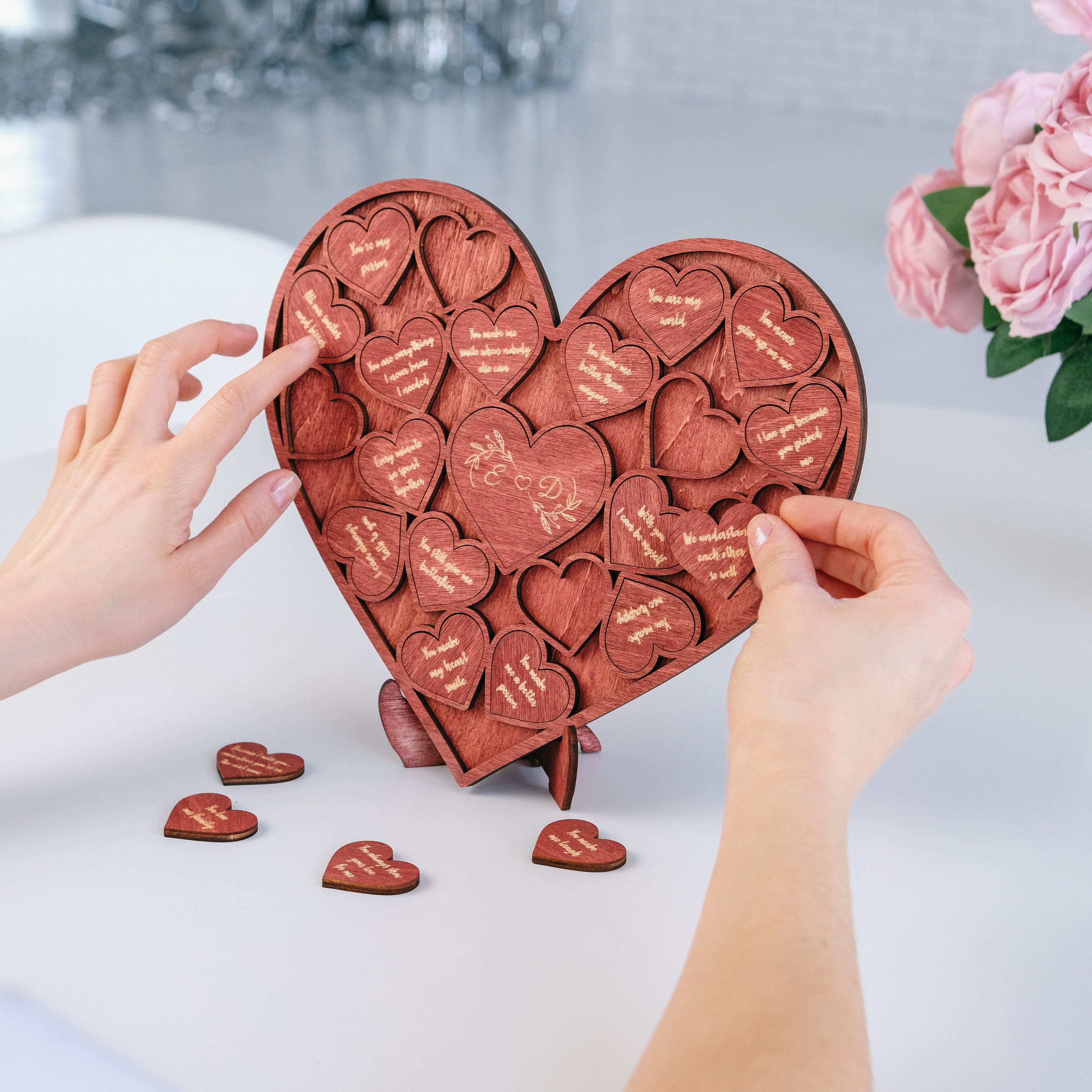 Wooden Heart Puzzle with Stand