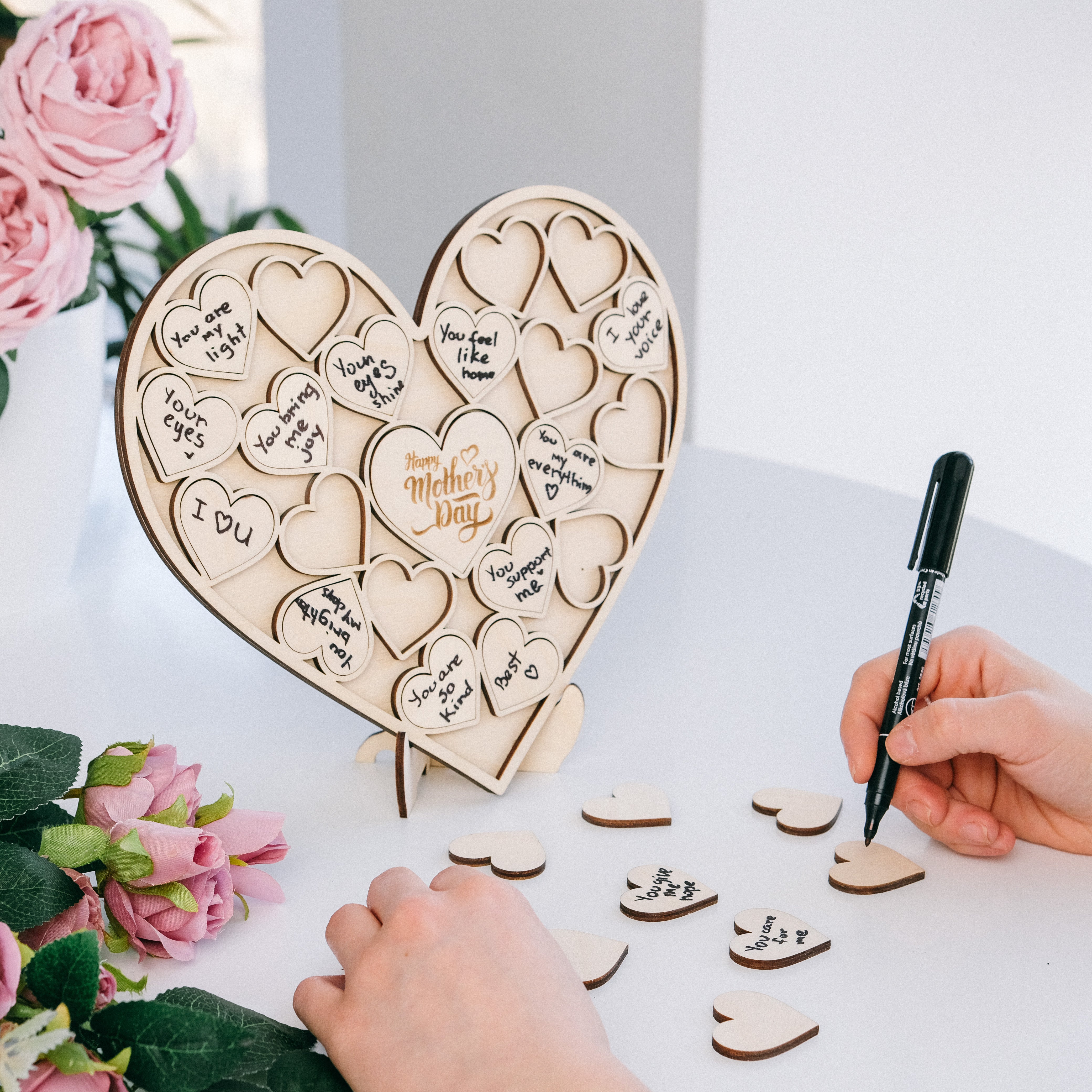 Wooden Heart Puzzle with Stand