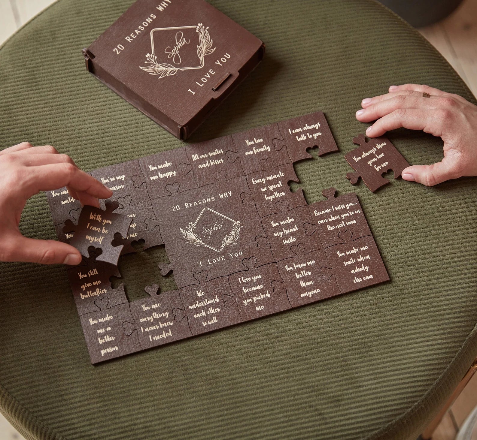 Romantic Wooden Puzzle – Rectangle (Chocolate)